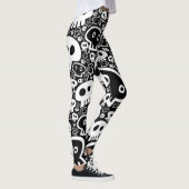 Wit-op-zwart schedelpatroon leggings (Rechts)