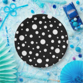 Wit op Zwart Stippenpatroon Papieren Bordje (Feest)