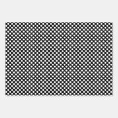 Wit op zwart Verschillende maten Polka Dots Inpakpapier Vel (Voorkant 3)