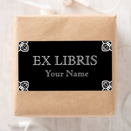 Wit op zwarte boekenplaat etiket (Insitu)