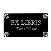 Wit op zwarte boekenplaat etiket (Voorkant)