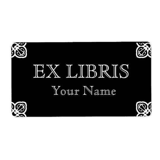 Wit op zwarte boekenplaat etiket (Voorkant)