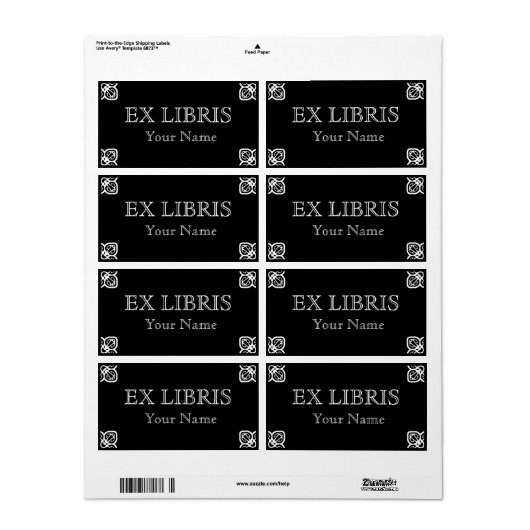 Wit op zwarte boekenplaat etiket (Full Sheet)