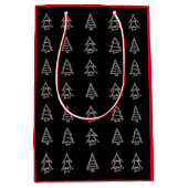 Wit op zwarte boom geschenkzak (rode zijden) medium cadeauzakje (Voorkant)