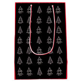 Wit op zwarte boom geschenkzak (rode zijden) medium cadeauzakje (Achterkant)