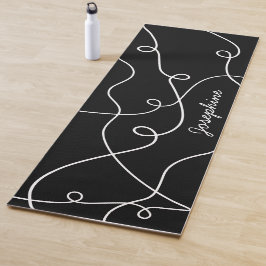 Wit Op Zwarte Geometrische Lussen Patroon En Naam Yogamat