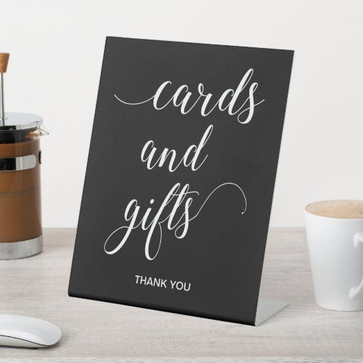 Wit op Zwarte Huwelijkskaarten en Giftentafel Reclamebord Met Voetstuk (Insitu)