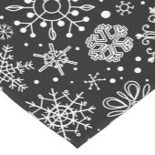 Wit op zwarte kerst sneeuwvlokken medium tafelloper (Hoek)