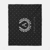 Wit Op Zwarte Lauwerier Monogram Stippenpatroon Fleece Deken (Voorkant)
