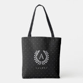 Wit Op Zwarte Lauwerier Monogram Stippenpatroon Tote Bag (Achterkant)