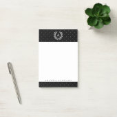 Wit Op Zwarte Lauwerkrans Monogram Kleine Stippen Post-it® Notes (Kantoor)