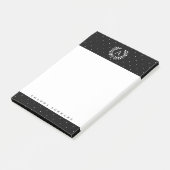 Wit Op Zwarte Lauwerkrans Monogram Kleine Stippen Post-it® Notes (Schuin)