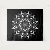 Wit op zwarte mandala wandkleed (Voorkant (horizontaal))