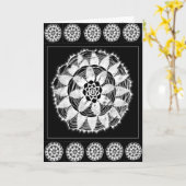 Wit op zwarte mandalakaart kaart (Gele Bloem)