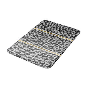 Wit Op Zwarte Moderne Geometrische Doolhof Patroon Badmat