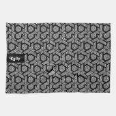 Wit op zwarte stippen geometrisch patroon theedoek (Horizontaal)