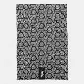 Wit op zwarte stippen geometrisch patroon theedoek (Verticaal)