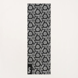 Wit op zwarte stippen geometrisch patroon yogamat
