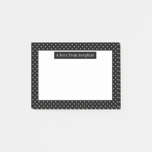 Wit Op Zwarte Stippenpatroon Aangepaste Tekst Post-it® Notes