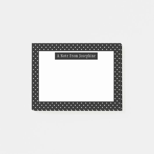Wit Op Zwarte Stippenpatroon Aangepaste Tekst Post-it® Notes (Voorkant)
