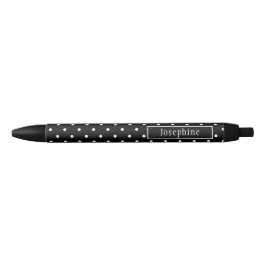 Wit Op Zwarte Stippenpatroon Met Aangepaste Naam Inkt Pen