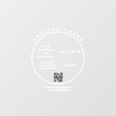 Wit openingsuren bedrijf modern schrift raamsticker (Vel)