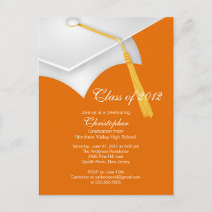 Wit Oranje Afstudeerder Pet Graduation Party Invit Uitnodiging Briefkaart