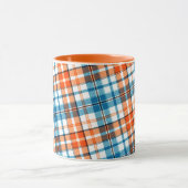 Wit Oranje Blauw Schotse Ruit Ontwerp  Mok (Midden)