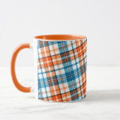 Wit Oranje Blauw Schotse Ruit Ontwerp  Mok (Links)