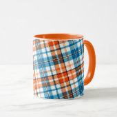 Wit Oranje Blauw Schotse Ruit Ontwerp  Mok (Voorkant rechts)
