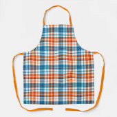 Wit Oranje Blauw Schotse Ruit Ontwerp  Schort (Voorkant)