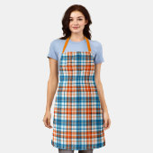 Wit Oranje Blauw Schotse Ruit Ontwerp  Schort (Gedragen)