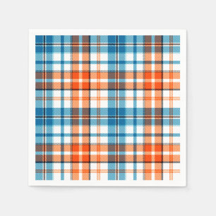 Wit Oranje Blauw Schotse Ruit Ontwerp Servet