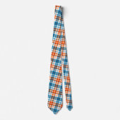 Wit Oranje Blauw Schotse Ruit Ontwerp Stropdas (Voorkant)