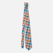 Wit Oranje Blauw Schotse Ruit Ontwerp Stropdas (Achterkant)