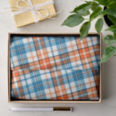 Wit Oranje Blauw Schotse Ruit Ontwerp Tissuepapier (Geschenk)