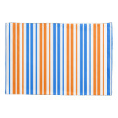 Wit Oranje Blauw Verticaal Strepen Design Kussensloop (Achterkant)