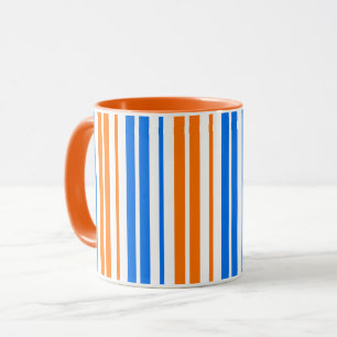 Wit Oranje Blauw Verticaal Strepen Design Mok