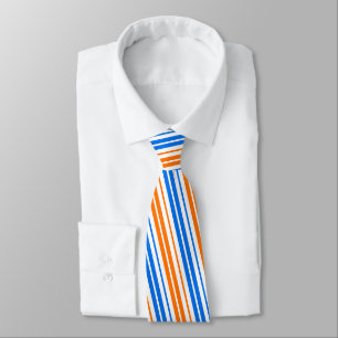 Wit Oranje Blauw Verticaal Strepen Design Stropdas