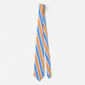 Wit Oranje Blauw Verticaal Strepen Design   Stropdas (Voorkant)
