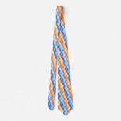 Wit Oranje Blauw Verticaal Strepen Design   Stropdas (Achterkant)