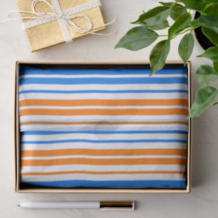 Wit Oranje Blauw Verticaal Strepen Design Tissuepapier