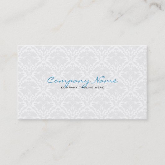 Wit  oranje bloemdamast patroon visitekaartje (Voorkant)