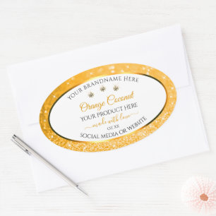 Wit Oranje Glitter Stars Etiket op verpakking
