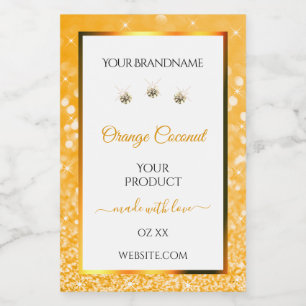 Wit Oranje Glitter Stars Etiket op verpakking