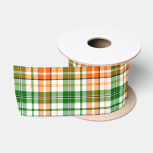 Wit Oranje Groen Geruit Schotland-ontwerp Satijnen Lint