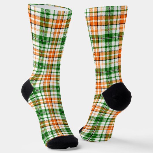 Wit Oranje Groen Geruit Schotse Design  Sokken (Gebogen)