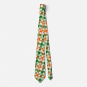 Wit Oranje Groen Geruit Schotse Design  Stropdas (Voorkant)