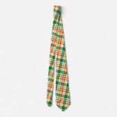 Wit Oranje Groen Geruit Schotse Design  Stropdas (Achterkant)