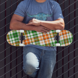 Wit Oranje Groen Geruit Schotse Ruit Design  Persoonlijk Skateboard